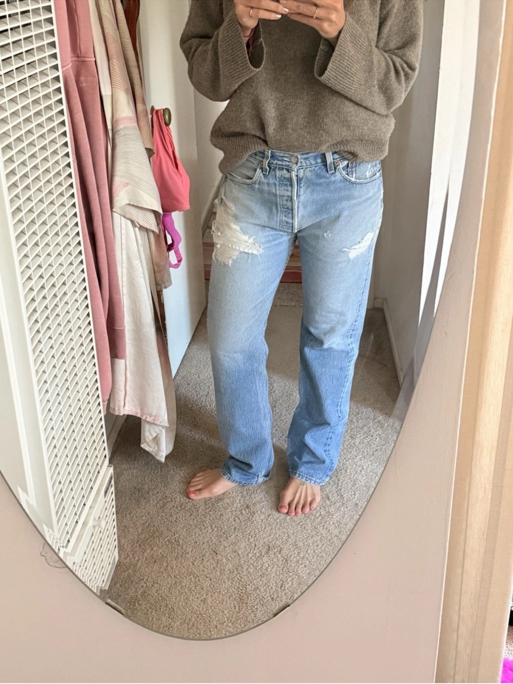 Levi's Light Blue Distressed Boyfriend Jeans